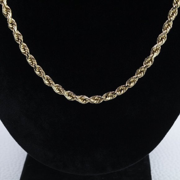 14k Solid Gold Diamond Cut Rope Chain Necklace 23" - Picture 1 of 6